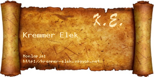 Kremmer Elek névjegykártya